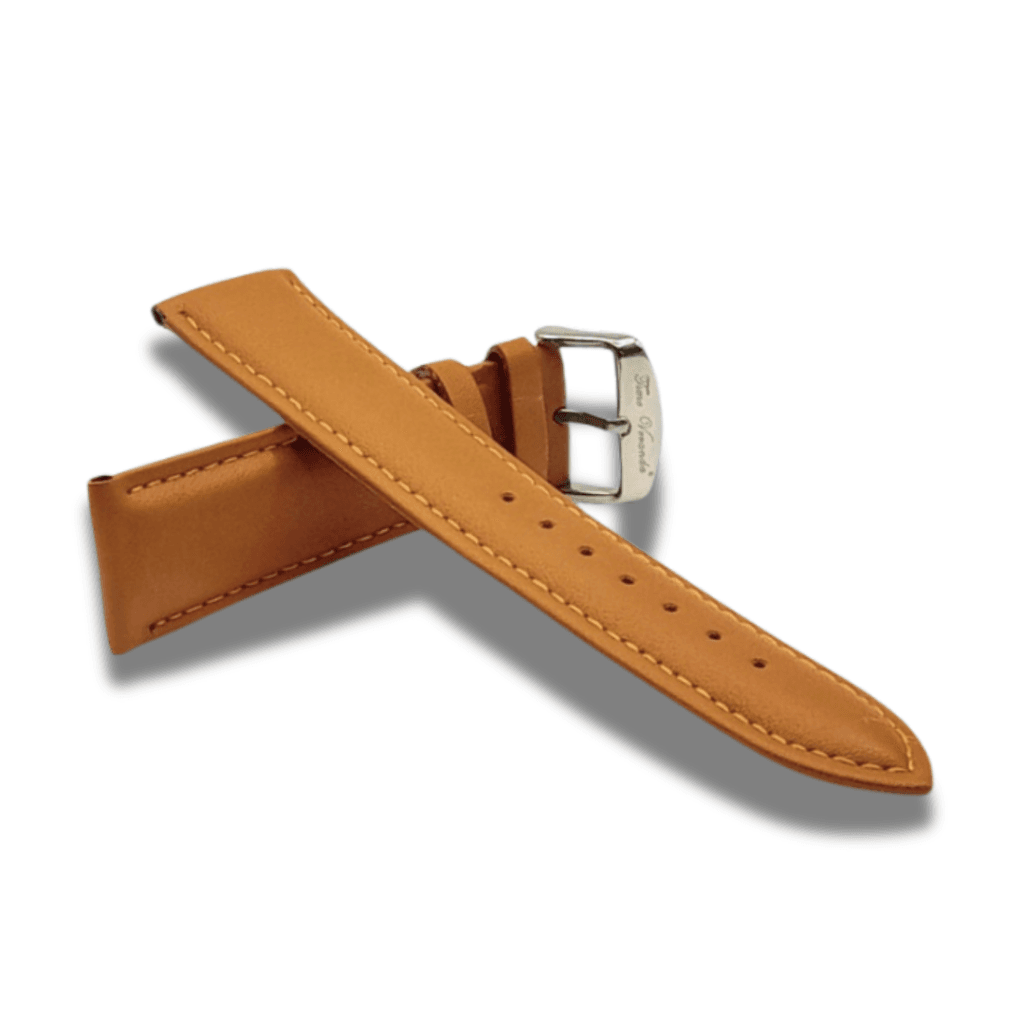 Curea Ceas Piele Naturala Culoare Crem 22 mm Catarama Clasica Argintie