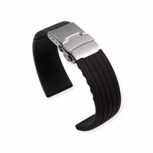 Curea Ceas din Silicon, Imprimeu Liniar, Uni, Catarama Argintie, 18, 20, 22mm, Culoare Neagra, Roșie, Albastră