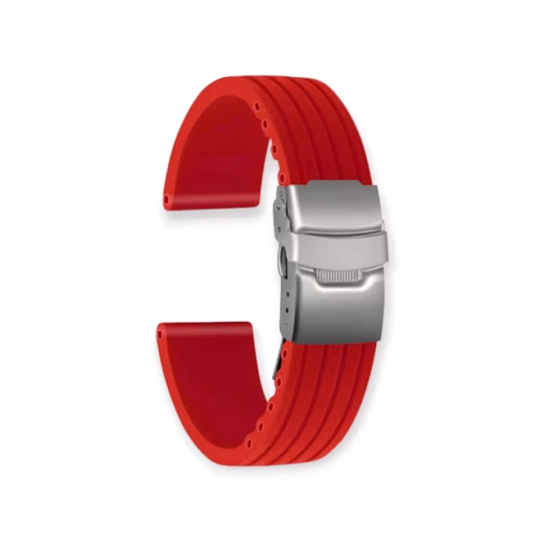 Curea Ceas din Silicon, Imprimeu Liniar, Uni, Catarama Argintie, 18, 20, 22mm, Culoare Neagra, Roșie, Albastră - imagine 8