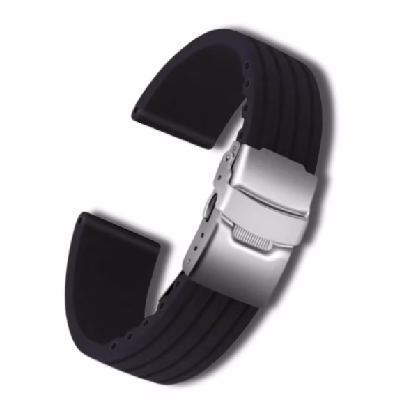 Curea Ceas din Silicon, Imprimeu Liniar, Uni, Catarama Argintie, 18, 20, 22mm, Culoare Neagra, Roșie, Albastră - imagine 3