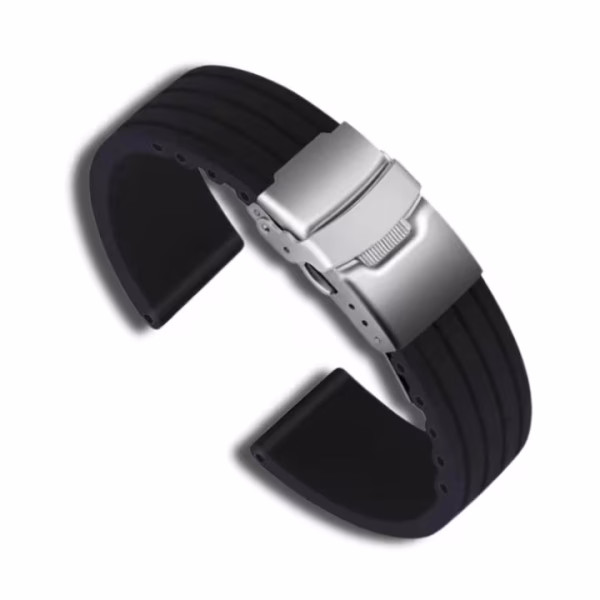 Curea Ceas din Silicon, Imprimeu Liniar, Uni, Catarama Argintie, 18, 20, 22mm, Culoare Neagra, Roșie, Albastră - imagine 2