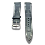 Curea Ceas Piele Neagra Cusatura Alba 20 mm Catarama Argintie + Telescoape Rapide Gratis