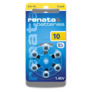 Baterii pentru aparate auditive ZA10, Renata, Zinc-air, 1.4V, 105 mAh, 6 bucati