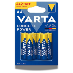 Set 6 baterii alcaline Varta Longlife, AA, marime LR06, 1.5 V