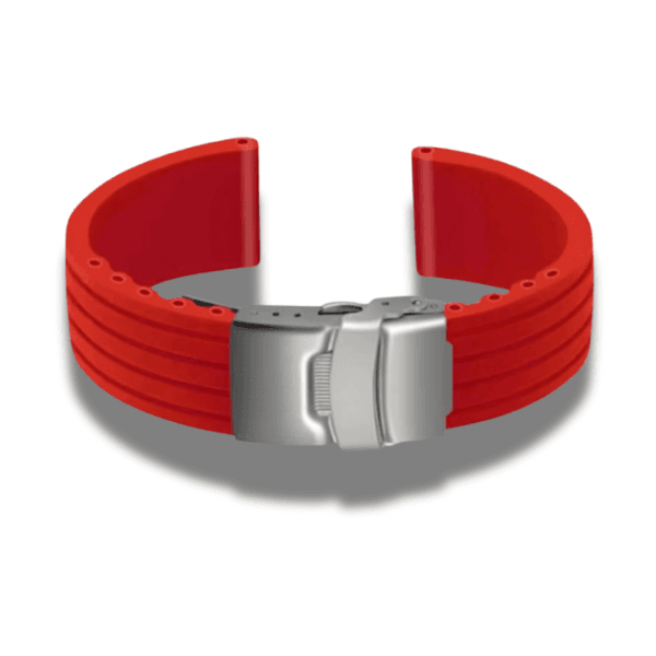 Curea Ceas din Silicon Imprimeu Liniar Uni Catarama Argintie 18, 20, 22, 24 mm Culoare Rosie