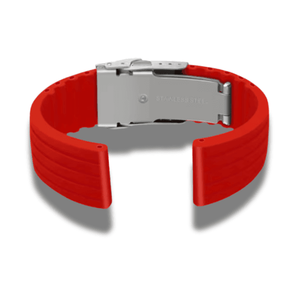 Curea Ceas din Silicon Imprimeu Liniar Uni Catarama Argintie 18, 20, 22, 24 mm Culoare Rosie - imagine 2