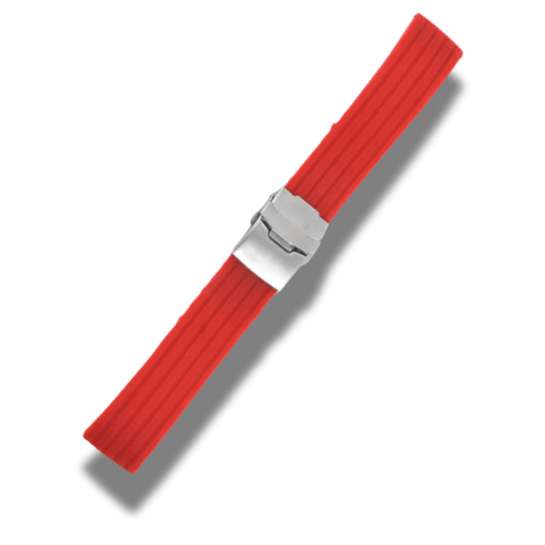 Curea Ceas din Silicon Imprimeu Liniar Uni Catarama Argintie 18, 20, 22, 24 mm Culoare Rosie - imagine 3