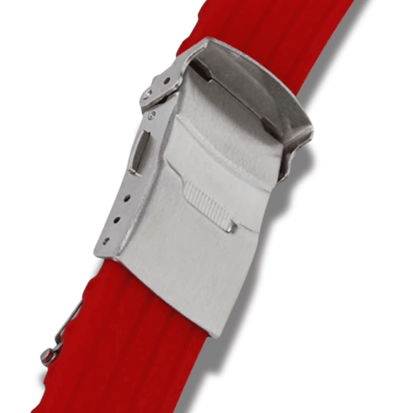 Curea Ceas din Silicon Imprimeu Liniar Uni Catarama Argintie 18, 20, 22, 24 mm Culoare Rosie - imagine 5