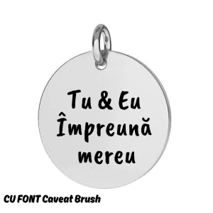 Pandantiv Argint 925 18 mm gravat cu „TU & EU ÎMPREUNĂ MEREU”