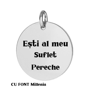 Pandantiv din argint 925 gravat – „Ești al meu suflet pereche”