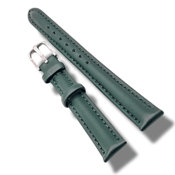 Curea de Ceas Piele Culoare Verde Latime 12 - 14 mm Catarama Clasica Argintie