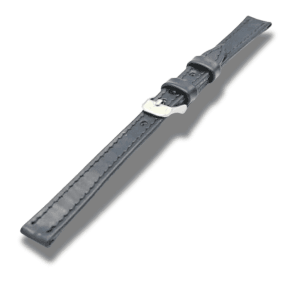 Curea Ceas Piele Neagra 12 mm catarama clasica argintie - imagine 3