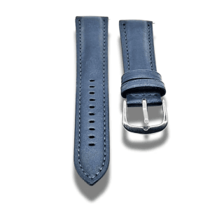 Curea Ceas Piele albastra 16, 18, 20, 22 mm Catarama Clasica Argintie Prevazuta cu Telescoape Rapide