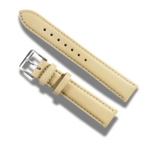 Curea Ceas Piele Crem Cusatura Culoare Crem Catarama Argintie Masura latime 16, 18, 20mm