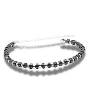 Bratara Argint 925 Cu Sfere Din Argint Si Hematit Taiat Rondea Masura Reglabila 16 - 22 cm