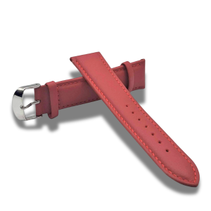 Curea Eleganta pentru Ceas din Piele Rosie 16mm cu Catarama Argintie