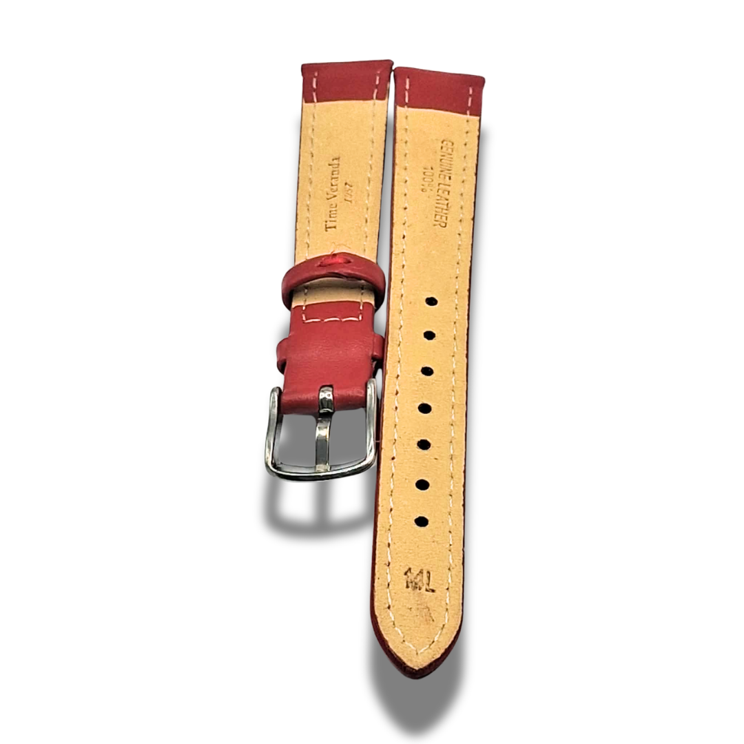 Curea Eleganta pentru Ceas din Piele Rosie 12mm cu Catarama Argintie - imagine 4