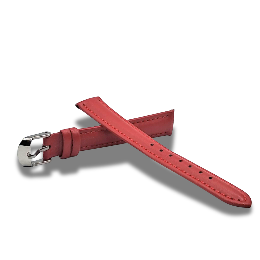 Curea Eleganta pentru Ceas din Piele Rosie 14mm cu Catarama Argintie - imagine 4