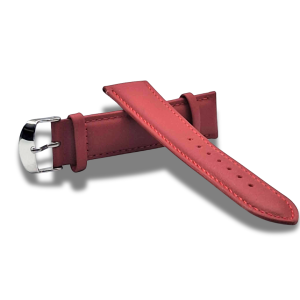 Curea Eleganta pentru Ceas din Piele Rosie 22mm cu Catarama Argintie