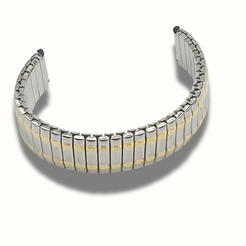 Bratara Ceas Metalica Elastica Bicolor Auriu/Argintiu Latime 14mm - imagine 3