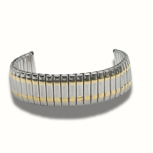 Bratara Ceas Metalica Elastica Bicolor Auriu/Argintiu Latime 14mm