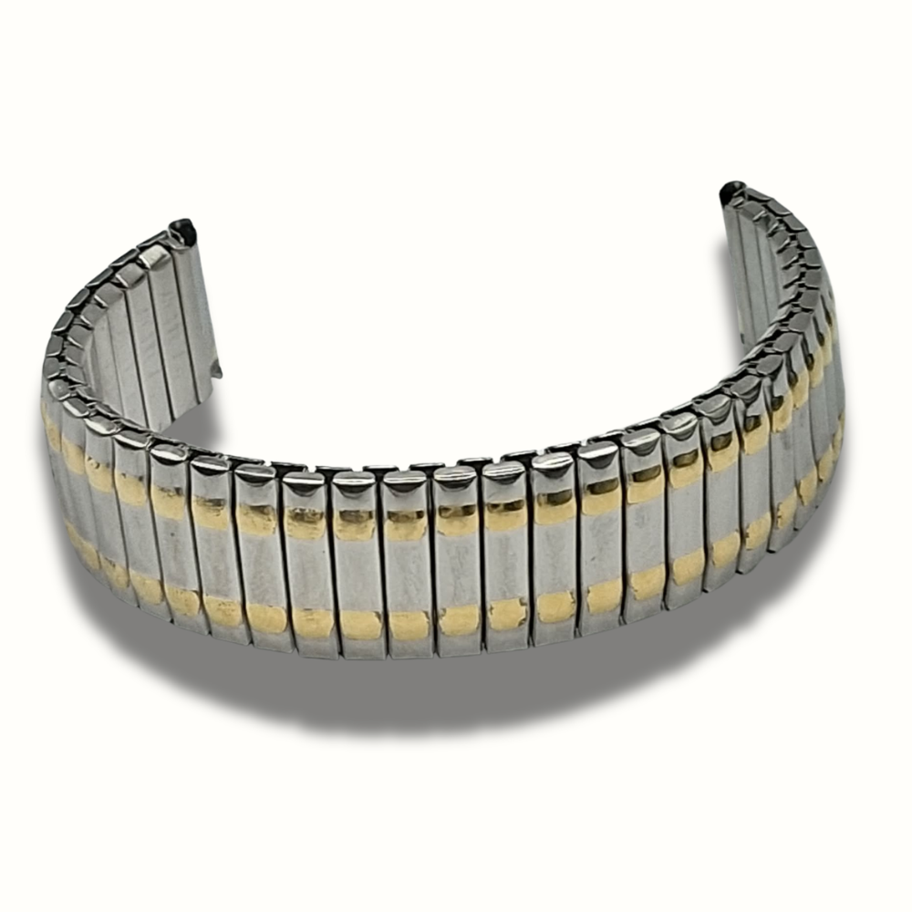 Bratara Ceas Metalica Elastica Bicolor Auriu/Argintiu Latime 14mm - imagine 2