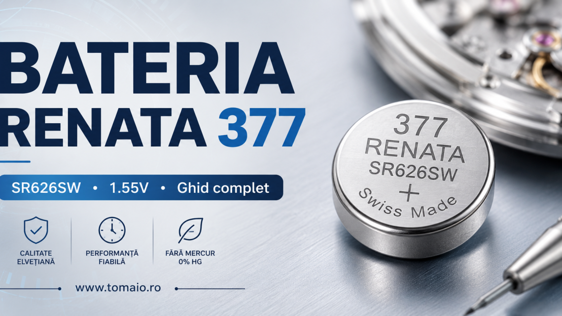 Baterie Renata 377 SR626SW pentru ceas, 1.55V, dimensiuni 6.8 x 2.6 mm