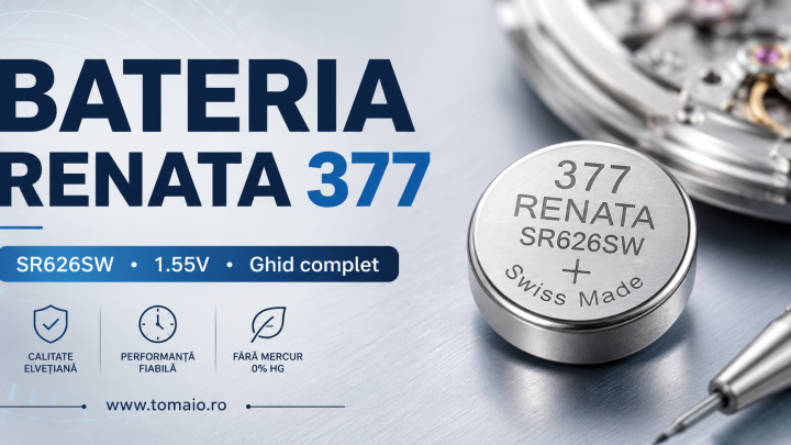 Baterie Renata 377 SR626SW pentru ceas, 1.55V, dimensiuni 6.8 x 2.6 mm