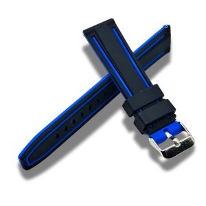 Curea Ceas Silicon Negru/Albastru 18 mm