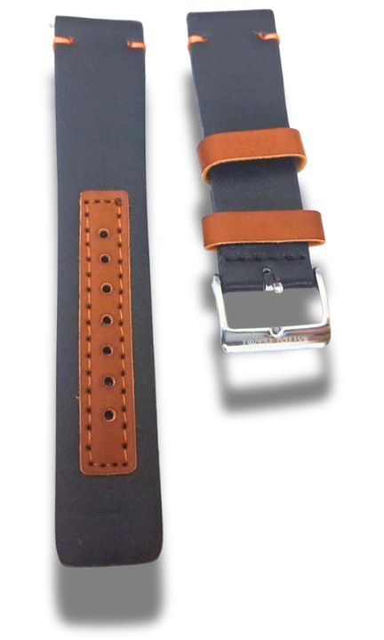 Curea Ceas Piele Ecologica 22mm Negru Maro