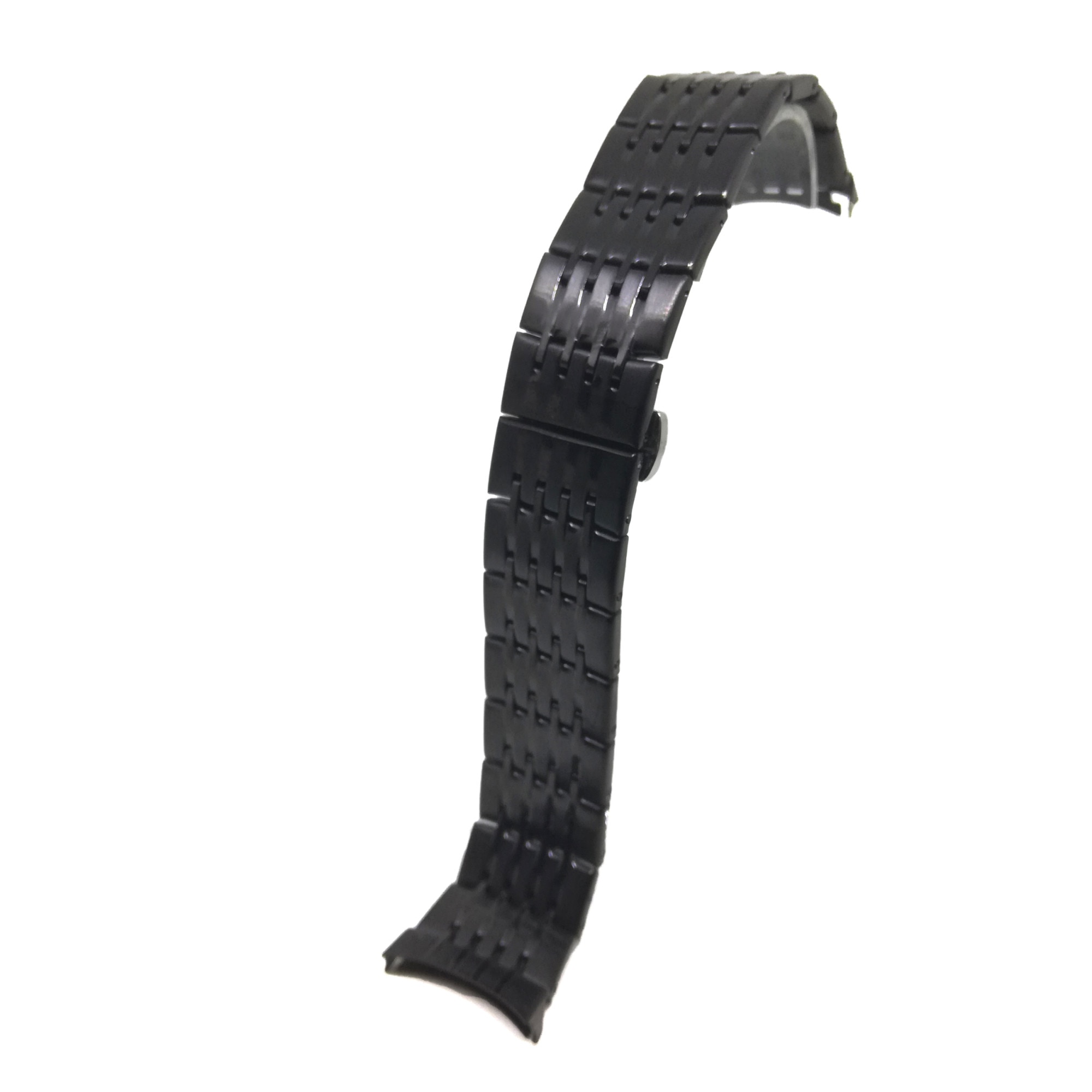 Bratara Ceas Neagra Otel Inoxidabil 22mm Capete Curbate