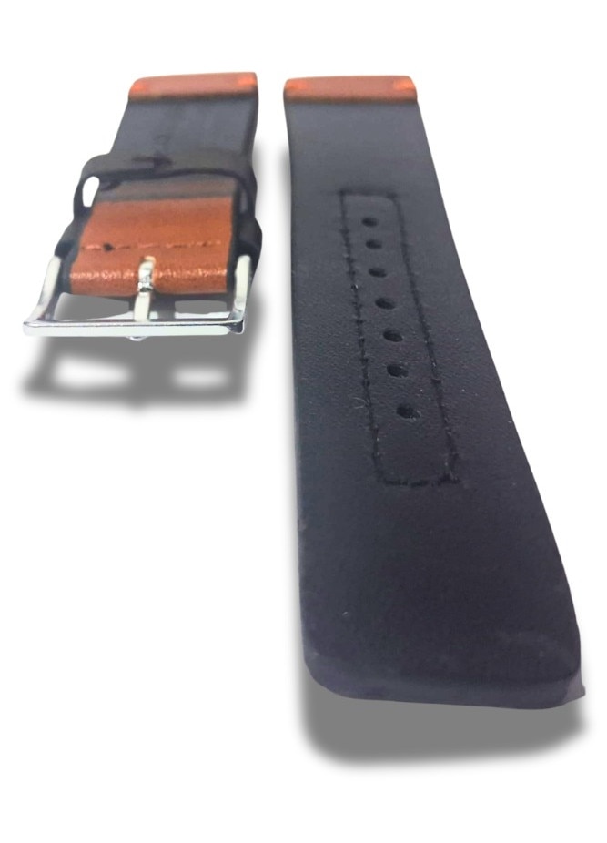 Curea Ceas din Piele Ecologica 22 mm Bicolor Maro Cognac