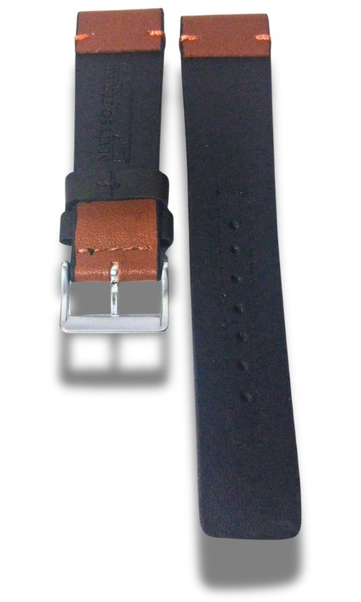 Curea Ceas din Piele Ecologica 22 mm Bicolor Maro Cognac