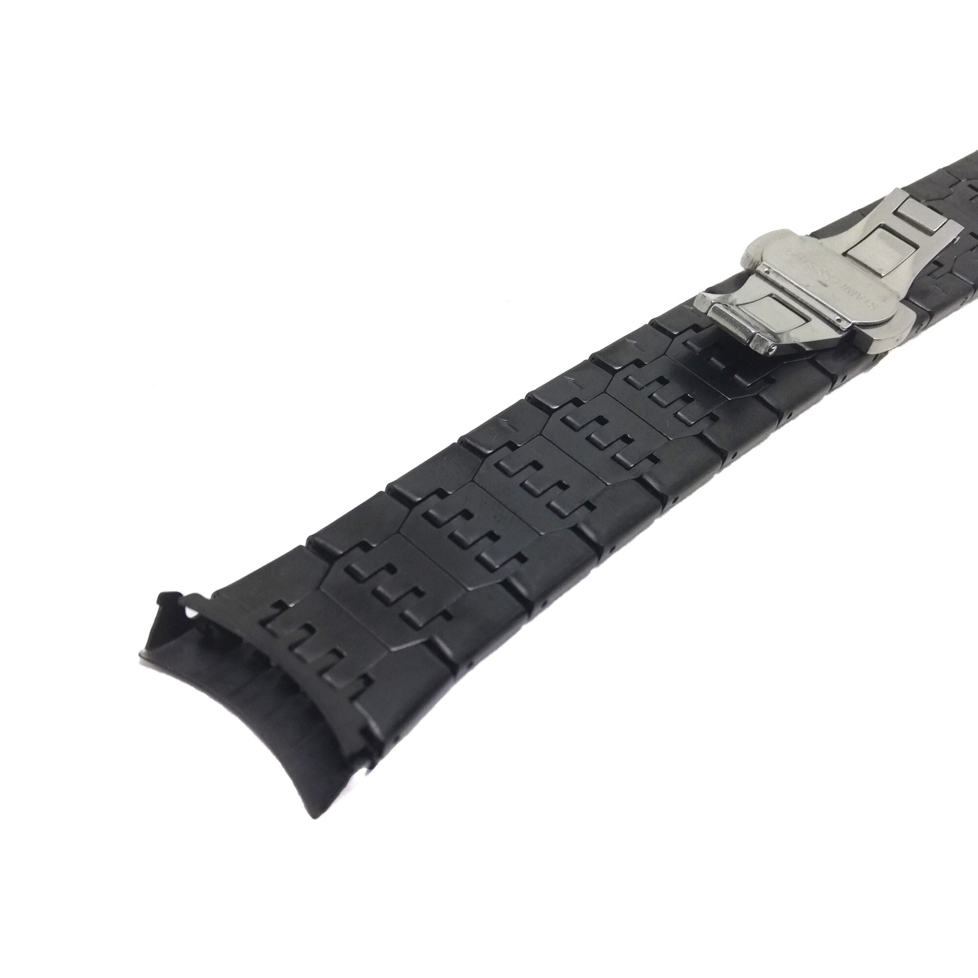 Bratara Ceas Neagra Otel Inoxidabil 22mm Capete Curbate