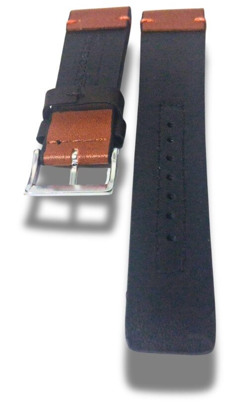 Curea Ceas din Piele Ecologica 22 mm Bicolor Maro Cognac
