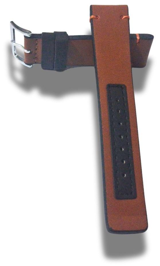 Curea Ceas din Piele Ecologica 22 mm Bicolor Maro Cognac
