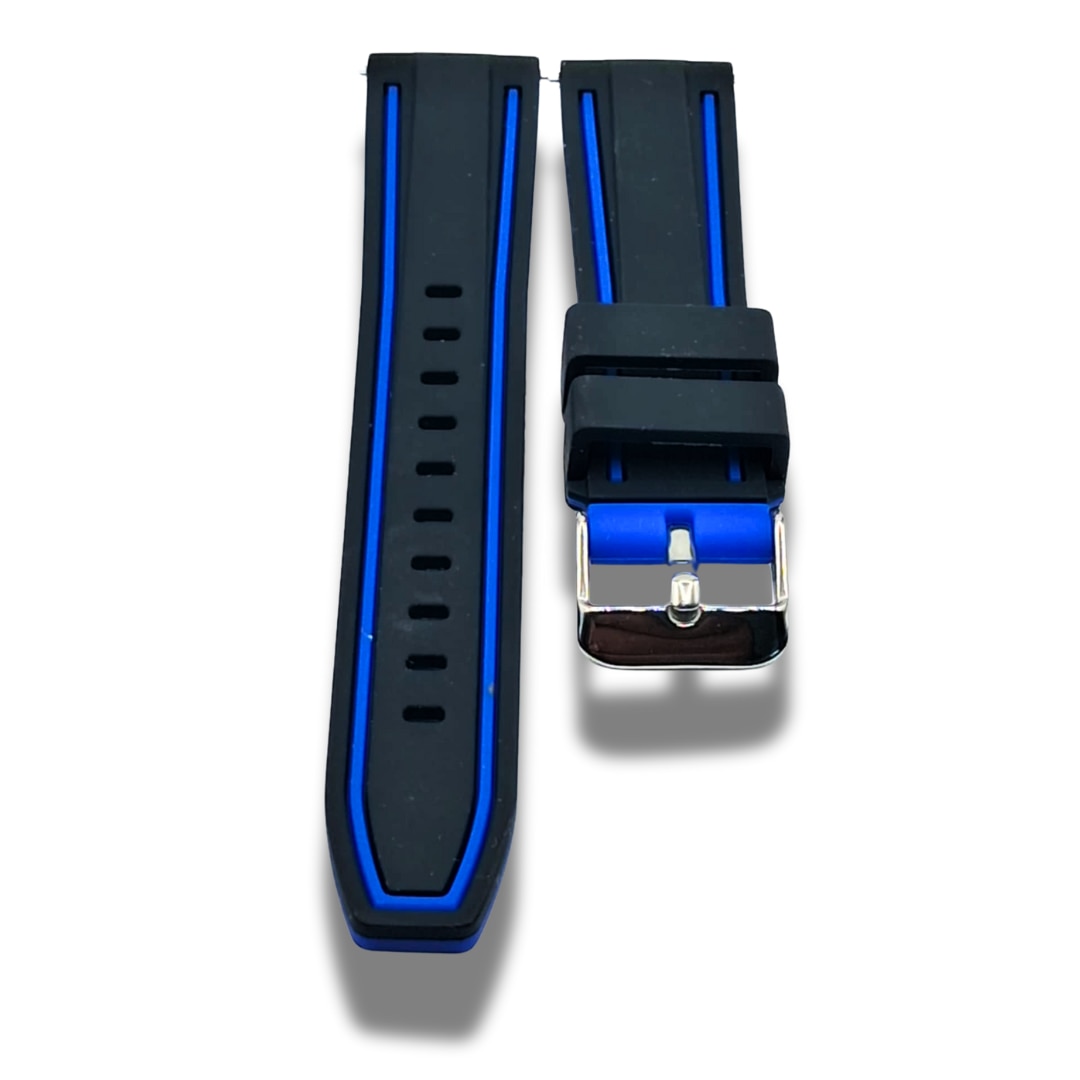 Curea Ceas Silicon Negru/Albastru 18 mm