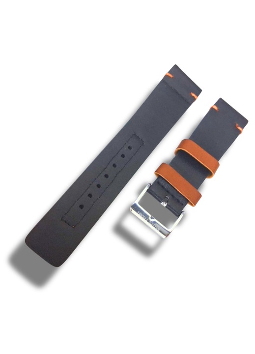 Curea Ceas Piele Ecologica 22mm Negru Maro