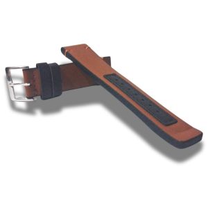 Curea Ceas din Piele Ecologica 22 mm Bicolor Maro Cognac