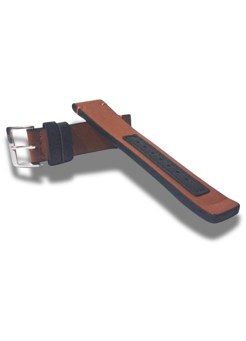Curea Ceas din Piele Ecologica 22 mm Bicolor Maro Cognac