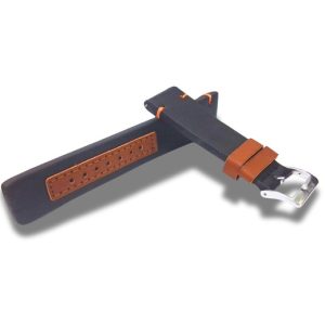 Curea Ceas Piele Ecologica 22mm Negru Maro