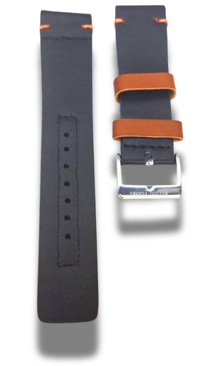 Curea Ceas Piele Ecologica 22mm Negru Maro