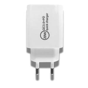 Încărcător rețea 20W, QC 3.0 + PD, 2 porturi USB Type-C + USB-A, QC 3.0 si PD (Power Delivery